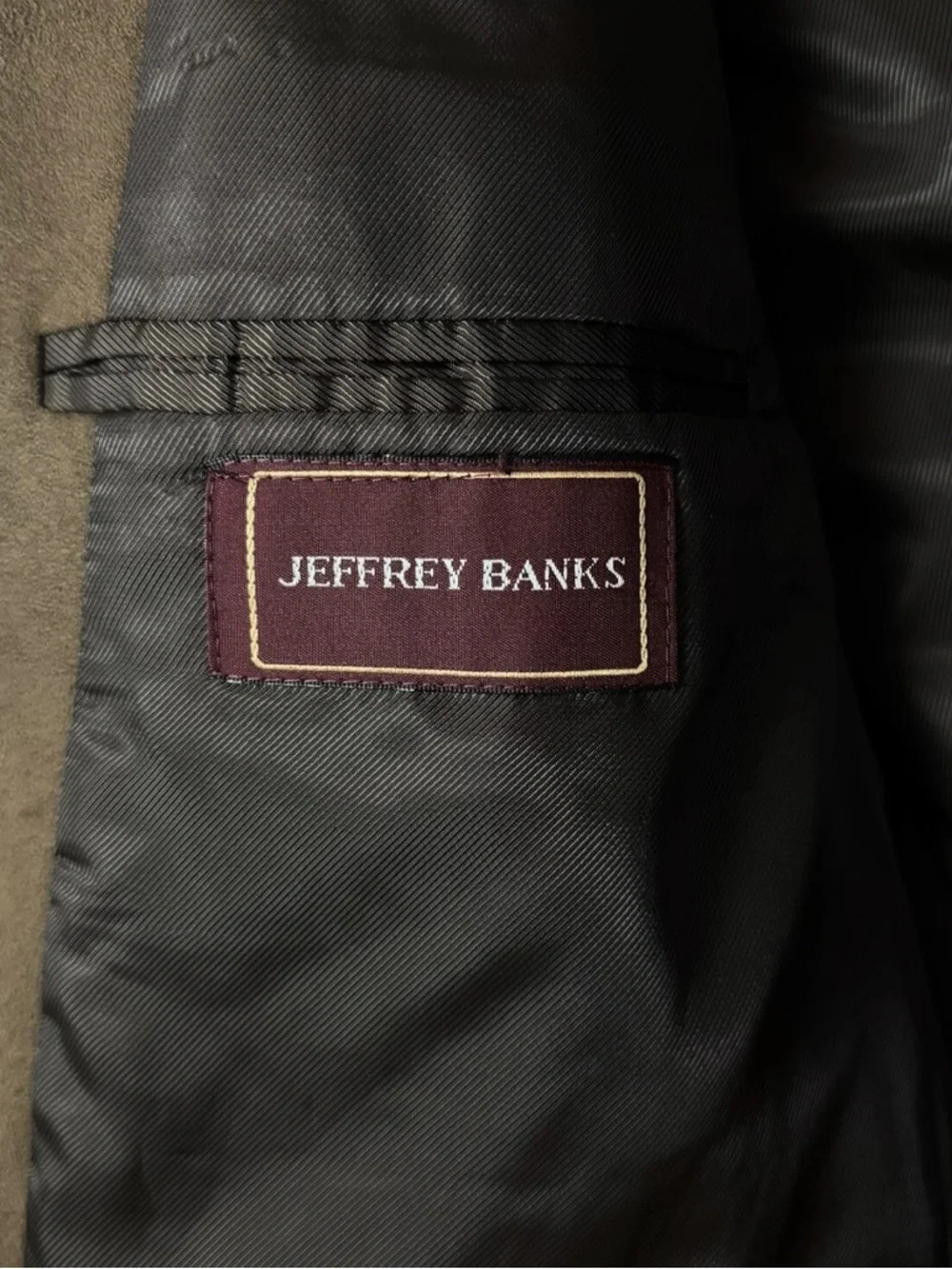 Jeffrey Banks Mens 46L Long Brown Supra Suede Blazer 2-Button Sport Coat Jacket